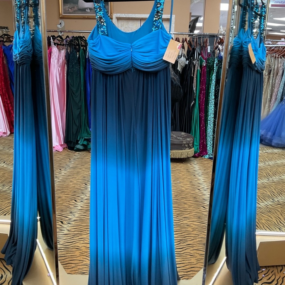 Elegant Blue Ombre Gown with Embellished Straps